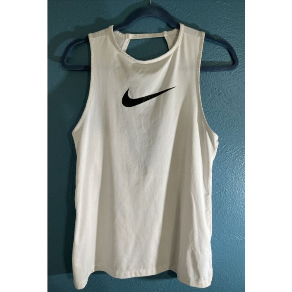 Women Nike Pro Essential Swoosh Tank Color Light White/Black CJ3771-100 S